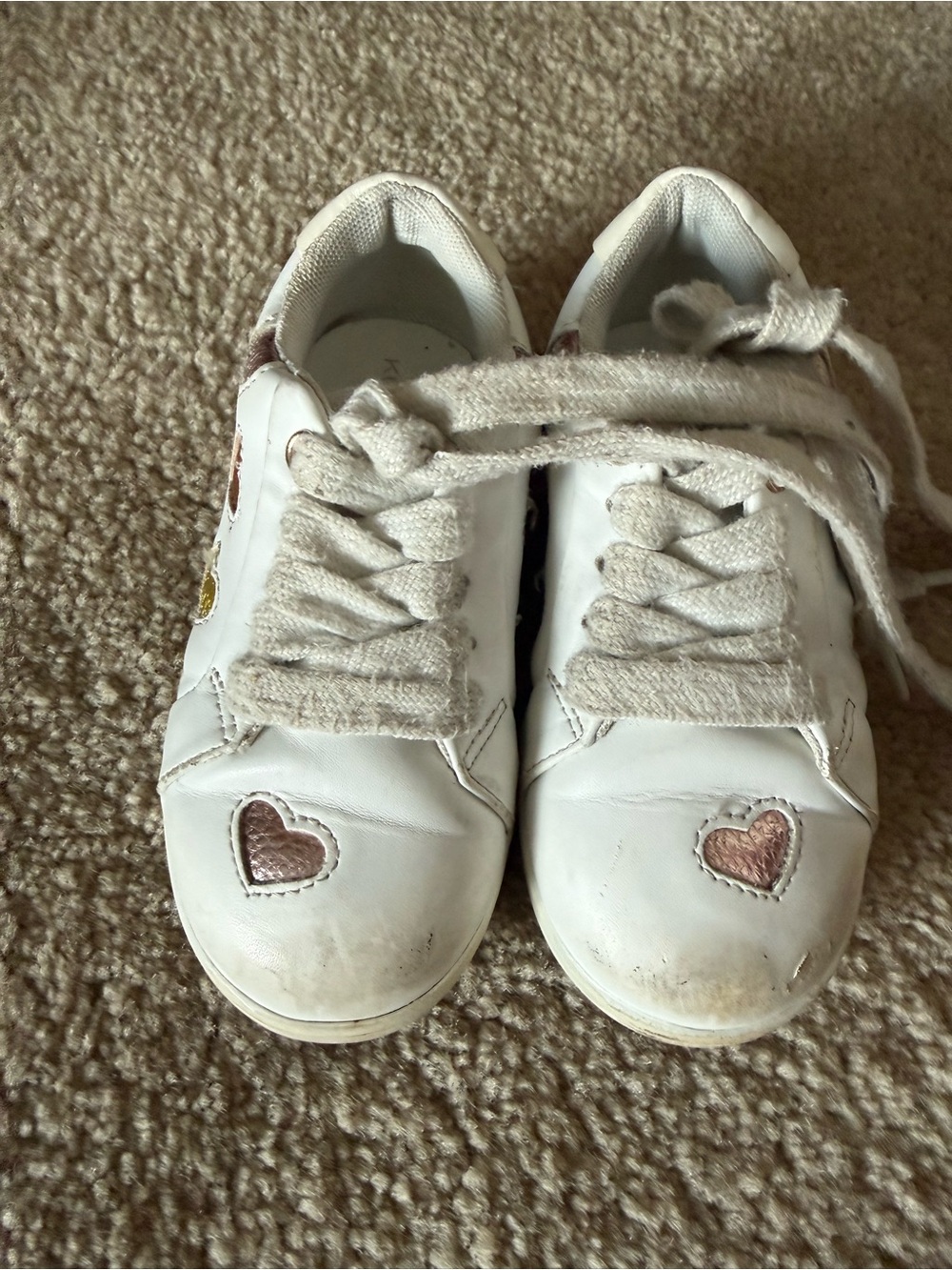 Kurt Geiger White Sneakers with Metallic Pink Heel Accents